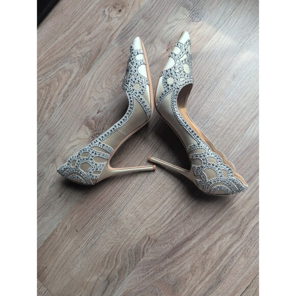 Badgley Mischka Rouge Crystal Embellished Heels Womens 6.5 - Picture 12 of 16